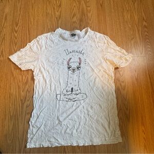 Unisex White Graphic Llamaste T-Shirt L
